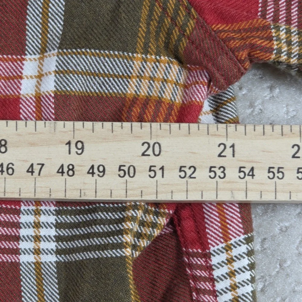Wallace & Barnes Shirt Mens Medium Red Plaid Flannel Cotton Midweight Work Chore